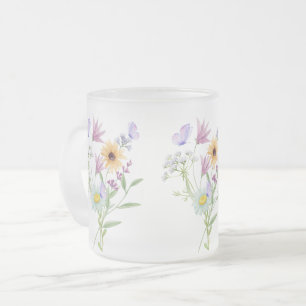 Bloemige Elegantie T-shirt – Zachte Pastelkleuren  Matglas Koffiemok