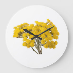 Bloemige Elegantie Wandklok – Lichtgele Bloemen