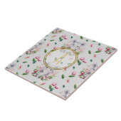 Bloemige ELEPHANT Monogram Meisje Roze Slaapkamer  Tegeltje (Zijkant)