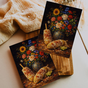 Bloemige Elote Stilleven Kunst Ansichtkaart Briefkaart
