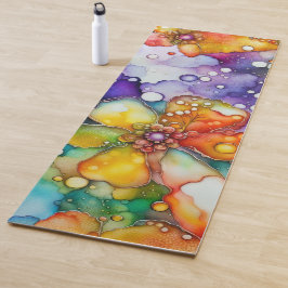 Bloemige en bubbels alcoholinkt abstract yogamat