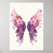 Bloemige engelenvleugels Watercolour Kunst Poster (Voorkant)