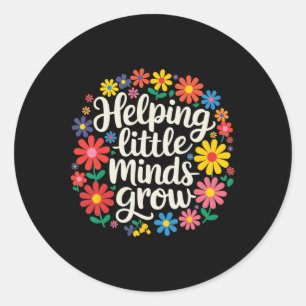 Bloemige esthetiek die kleine geesten helpt groeie ronde sticker