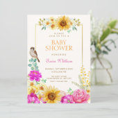 Bloemige esthetische babyshower kaart (Staand voorkant)