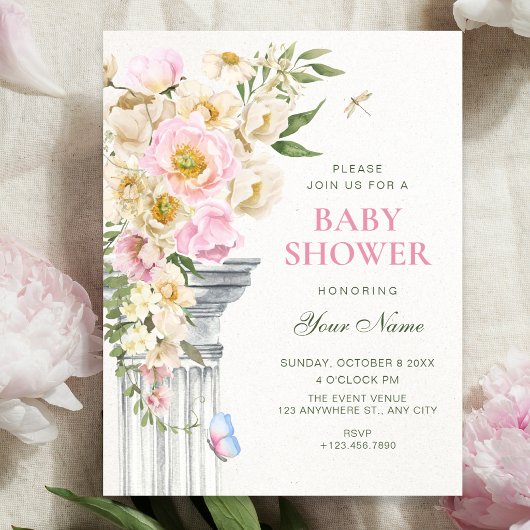 Bloemige esthetische babyshower kaart