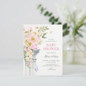 Bloemige esthetische babyshower kaart (Staand voorkant)