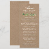 Bloemige Eucalyptus Groene Huwelijks Kraft Menu (Voorkant / Achterkant)