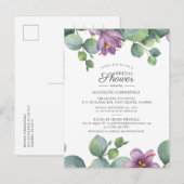 Bloemige Eucalyptus Groene Script Bruiloft Feest Uitnodiging Briefkaart (Voorkant / Achterkant)