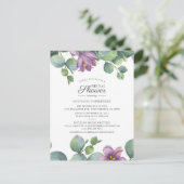 Bloemige Eucalyptus Groene Script Bruiloft Feest Uitnodiging Briefkaart (Staand voorkant)