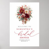 Bloemige eucalyptus herfst bruiloftsshower welkoms poster (Voorkant)