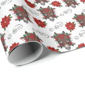 Bloemige Ezel Kerst Inpakpapier (Rol Hoek)