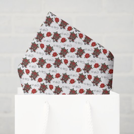 Bloemige Ezel Kerst Tissuepapier (Cadeauzakje)