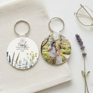 Bloemige familie citaten foto – Aandenken geschenk Sleutelhanger