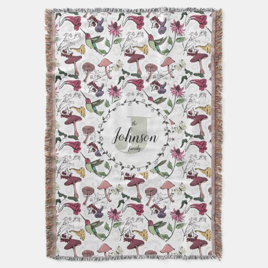 Bloemige familienaam Kolibrie Tuin & Bloemen Deken (Voorkant Verticaal)