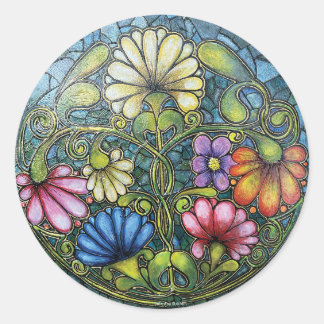 Bloemige familiereünie ronde sticker