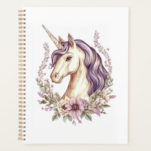 Bloemige Fantasie Eenhoorn  (1) Planner (Voorkant)