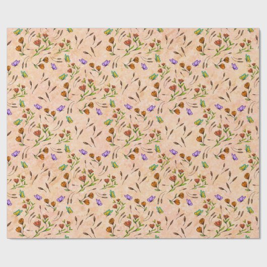 Bloemige Fantasievolle Cadeauverpakkings Papier (Vlak)