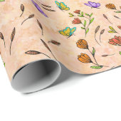 Bloemige Fantasievolle Cadeauverpakkings Papier (Rol Hoek)