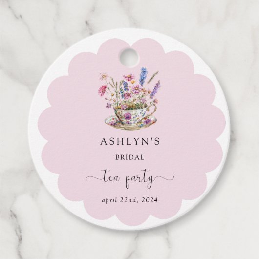 Bloemige Favoritielabels voor Bruidsdouche Thee Fe Bedankjes Labels (Voorkant)