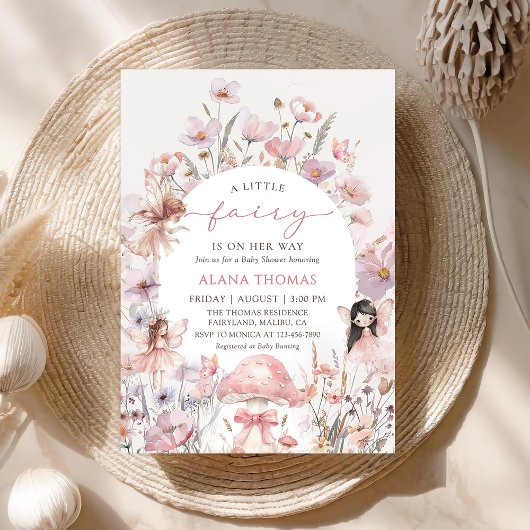 Bloemige Fee Baby Shower Uitnodiging