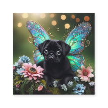 Bloemige Fee Pug Envelopkaart