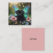 Bloemige Fee Pug Envelopkaart Informatiekaartje (Voorkant / Achterkant)