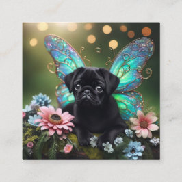 Bloemige Fee Pug Envelopkaart Informatiekaartje