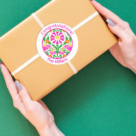 Bloemige Felicitaties – Persoonlijk & Leuk! Ronde Sticker