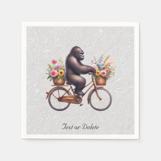 Bloemige Fietser Gorilla Servetten (Voorkant)