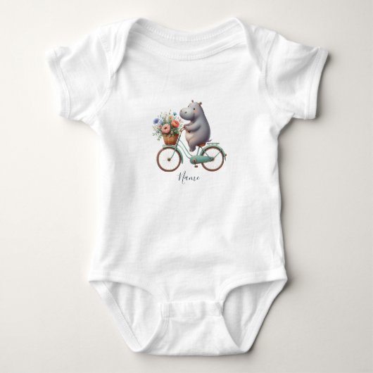 Bloemige Fietsnijlpaard Baby Body Romper (Voorkant)