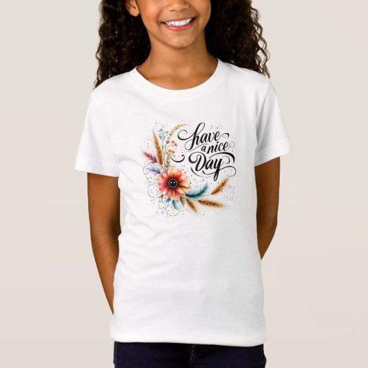 Bloemige fijne dag t-shirt (Voorkant)