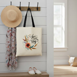 Bloemige fijne dag tote bag