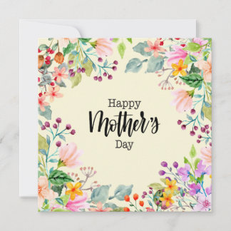 Bloemige fijne Moederdag Aquarel Bloemen Feestdagenkaart