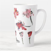Bloemige Fluisteringen - Abstract Acryl Hibiscus & Latte Mok (Rechts)