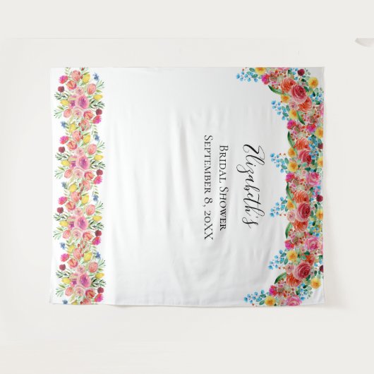 Bloemige foto-achtergrond bruiloftsshower  wandkleed (Voorkant (horizontaal))