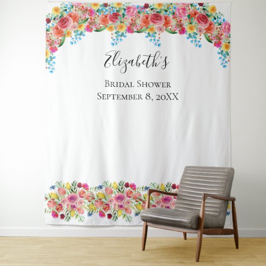 Bloemige foto-achtergrond bruiloftsshower wandkleed (In situ)