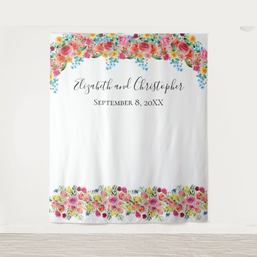 Bloemige foto-achtergrond foto rekwisiet Trouw Bru Wandkleed (Voorkant)