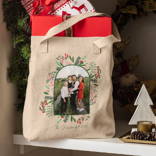 Bloemige foto Kerstmis Tote Bag