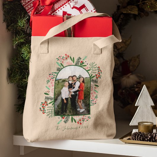 Bloemige foto Kerstmis Tote Bag