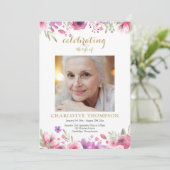 Bloemige foto rouwservice programmaboekje kaart (Staand voorkant)