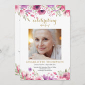 Bloemige foto rouwservice programmaboekje kaart (Voorkant / Achterkant)