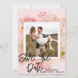 Bloemige foto save the dates - Roze & elegant! Date