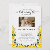 Bloemige foto viering van het leven rouwkaart kaart (Voorkant)