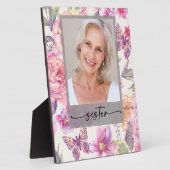 Bloemige foto zus herdenking eerbetoon fotoplaat (Zijkant)