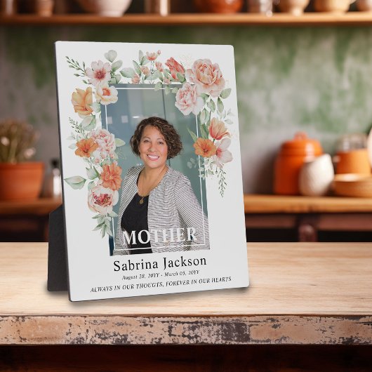 Bloemige fotobegrafenis-herdenkingsdienst fotoplaat