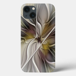 Bloemige Fractal, Fantasie Bloem met Aardetinten iPhone 13 Hoesje