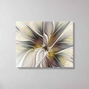 Bloemige Fractal, Fantasie Bloem met Aardtinten Canvas Afdruk
