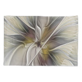 Bloemige Fractal, Fantasie Bloem met Aardtinten Kussensloop (Achterkant)