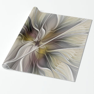 Bloemige fractal, fantasiebloem met aardetinten cadeaupapier