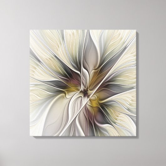 Bloemige fractal, fantasiebloem met aardetinten canvas afdruk (Voorkant)